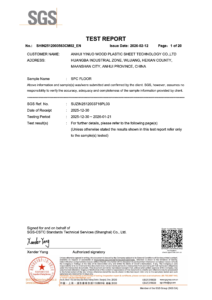 Enoch Surfaces SGS Physical Test Report Page 1
