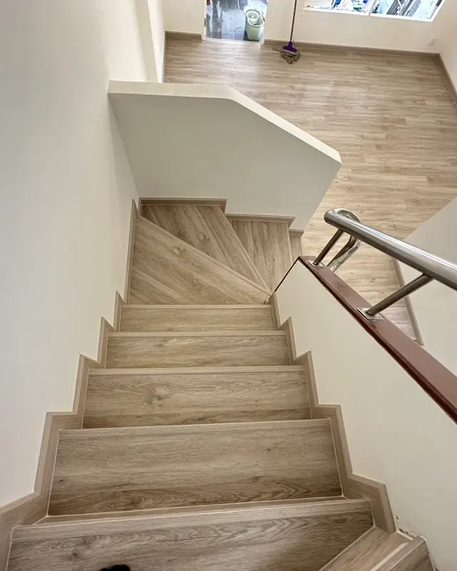 Soft Willow YN810 flooring on a staircase
